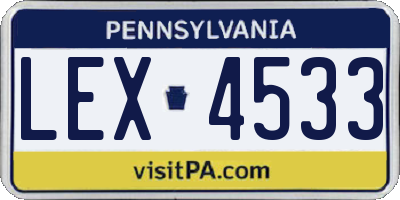 PA license plate LEX4533