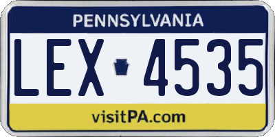 PA license plate LEX4535