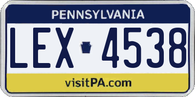 PA license plate LEX4538