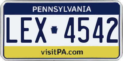 PA license plate LEX4542