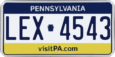 PA license plate LEX4543
