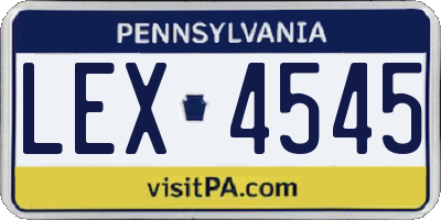 PA license plate LEX4545