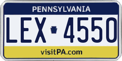 PA license plate LEX4550