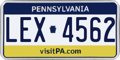 PA license plate LEX4562