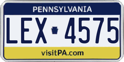 PA license plate LEX4575