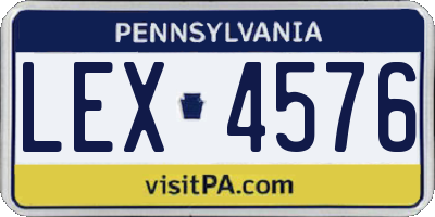 PA license plate LEX4576