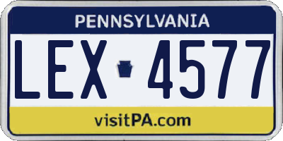 PA license plate LEX4577