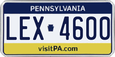 PA license plate LEX4600