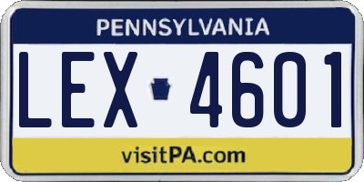 PA license plate LEX4601