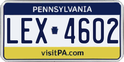PA license plate LEX4602