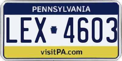 PA license plate LEX4603