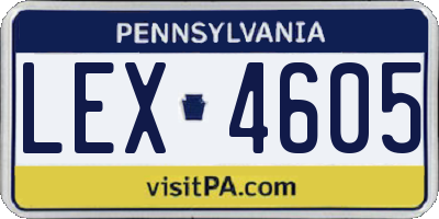 PA license plate LEX4605