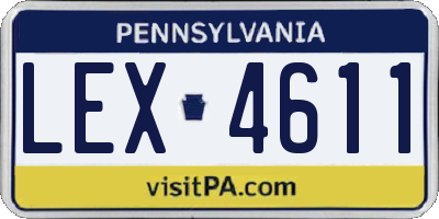 PA license plate LEX4611