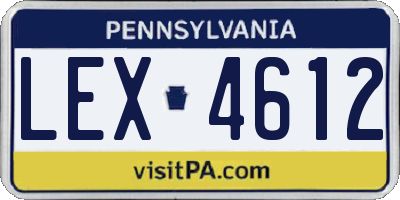 PA license plate LEX4612