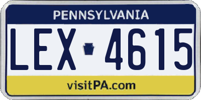 PA license plate LEX4615