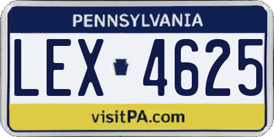 PA license plate LEX4625
