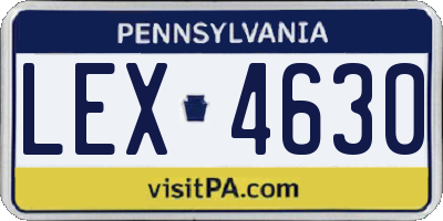 PA license plate LEX4630
