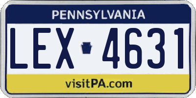 PA license plate LEX4631