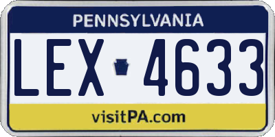 PA license plate LEX4633