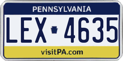 PA license plate LEX4635