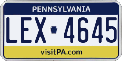 PA license plate LEX4645