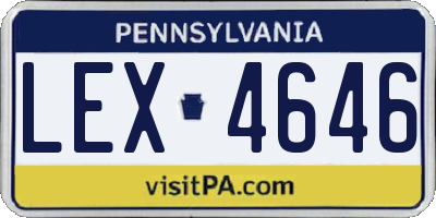 PA license plate LEX4646
