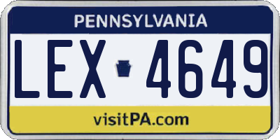 PA license plate LEX4649