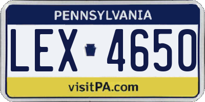 PA license plate LEX4650