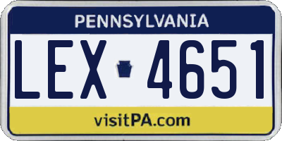 PA license plate LEX4651