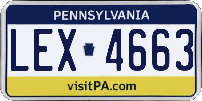 PA license plate LEX4663
