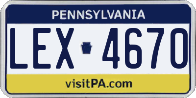 PA license plate LEX4670