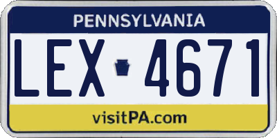 PA license plate LEX4671