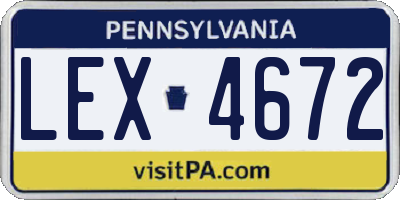PA license plate LEX4672