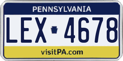 PA license plate LEX4678