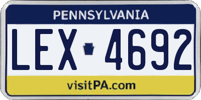 PA license plate LEX4692