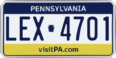 PA license plate LEX4701
