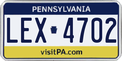 PA license plate LEX4702