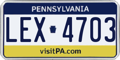 PA license plate LEX4703