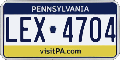 PA license plate LEX4704