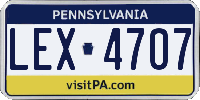 PA license plate LEX4707