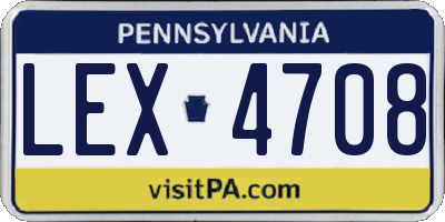 PA license plate LEX4708