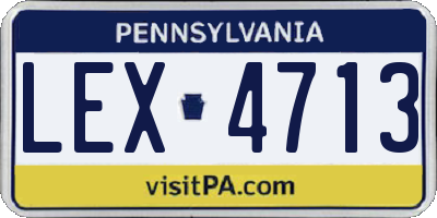 PA license plate LEX4713