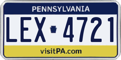 PA license plate LEX4721