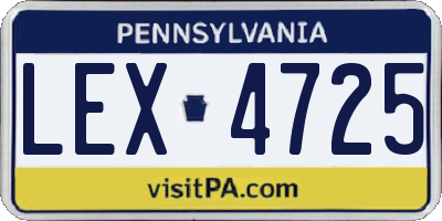 PA license plate LEX4725