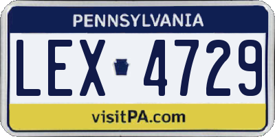 PA license plate LEX4729