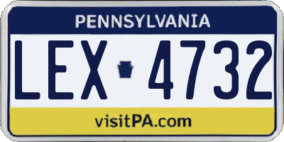 PA license plate LEX4732