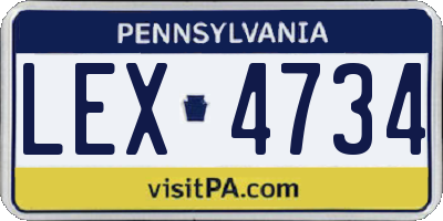 PA license plate LEX4734
