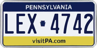 PA license plate LEX4742
