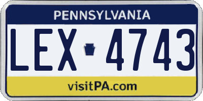 PA license plate LEX4743
