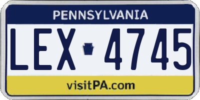 PA license plate LEX4745